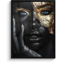 PosterMonkey Poster in lijst - Fotolijst 60x80 cm - Posters - Vrouw - Goud - Portret - Modern - Zwart - Abstract - Posterlijst zwart - Decoratie - Wanddecoratie woonkamer - Muurdecoratie slaapkamer