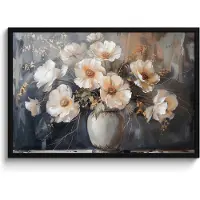 PosterMonkey Poster in lijst - Fotolijst 90x60 cm - Posters - Bloemen - Wit - Vaas - Modern - Posterlijst zwart - Decoratie - Wanddecoratie woonkamer - Muurdecoratie slaapkamer