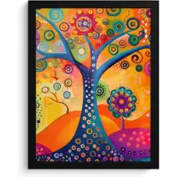 PosterMonkey Poster in lijst - Fotolijst 30x40 cm - Posters - Boom - Levensboom - Abstract - Kleurrijk - Posterlijst zwart - Decoratie - Wanddecoratie woonkamer - Muurdecoratie slaapkamer