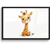 PosterMonkey Poster in lijst - Fotolijst 90x60 cm - Posters - Giraf - Baby dier - Wilde dieren - Posterlijst zwart - Kamer decoratie - Wanddecoratie kinderkamer - Muurdecoratie babykamer