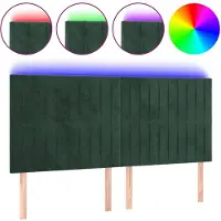 vidaXL Hoofdbord LED 200x5x118/128 cm fluweel donkergroen