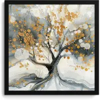 PosterMonkey Poster in lijst - Fotolijst 40x40 cm - Posters - Boom - Modern - Abstract - Goud - Zwart - Wit - Posterlijst zwart - Decoratie - Wanddecoratie woonkamer - Muurdecoratie slaapkamer