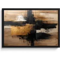 PosterMonkey Poster in lijst - Fotolijst 60x40 cm - Posters - Modern - Zwart - Goud - Verf - Posterlijst zwart - Decoratie - Wanddecoratie woonkamer - Muurdecoratie slaapkamer