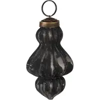 Clayre & Eef Kerstbal Overig Ø 5x8 cm Zwart Grijs Glas Kerstballen