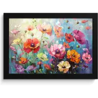 PosterMonkey Poster in lijst - Fotolijst 30x20 cm - Posters - Bloemen - Kleurrijk - Waterverf - Natuur - Zomer - Posterlijst zwart - Decoratie - Wanddecoratie woonkamer - Muurdecoratie slaapkamer
