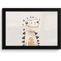 PosterMonkey Poster in lijst - Fotolijst 30x20 cm - Posters - Dinosaurus - Pastel kleuren - Posterlijst zwart - Kamer decoratie - Wanddecoratie kinderkamer - Muurdecoratie babykamer