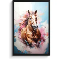 PosterMonkey Poster in lijst - Fotolijst 40x60 cm - Posters - Paard - Meisjes - Blauw - Roze - Posterlijst zwart - Wanddecoratie tienerkamer - Kamer decoratie voor tieners - Tiener jeugdkamer accessoires