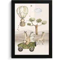 PosterMonkey Poster in lijst - Fotolijst 20x30 cm - Posters - Wilde dieren - Safari - Watercolor - Luchtballon - Posterlijst zwart - Kamer decoratie - Wanddecoratie kinderkamer - Muurdecoratie babykamer