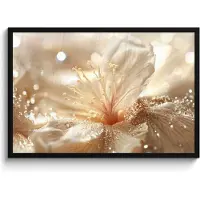 PosterMonkey Poster in lijst - Fotolijst 90x60 cm - Posters - Bloem - Wit - Glitter - Goud - Modern - Posterlijst zwart - Decoratie - Wanddecoratie woonkamer - Muurdecoratie slaapkamer