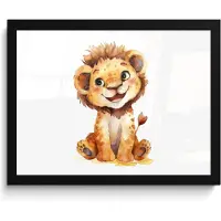 PosterMonkey Poster in lijst - Fotolijst 40x30 cm - Posters - Leeuw - Baby dier - Posterlijst zwart - Kamer decoratie - Wanddecoratie kinderkamer - Muurdecoratie babykamer