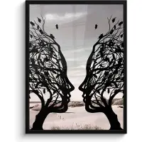 PosterMonkey Poster in lijst - Fotolijst 60x80 cm - Posters - Bomen - Gezicht - Bladeren - Moderne kunst - Posterlijst zwart - Decoratie - Wanddecoratie woonkamer - Muurdecoratie slaapkamer