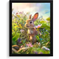 PosterMonkey Poster in lijst - Fotolijst 30x40 cm - Posters - Konijn - Dieren - Natuur - Posterlijst zwart - Kamer decoratie - Wanddecoratie kinderkamer - Muurdecoratie babykamer