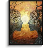 PosterMonkey Poster in lijst - Fotolijst 60x80 cm - Posters - Bomen - Gezichten - Zon - Kunst - Posterlijst zwart - Decoratie - Wanddecoratie woonkamer - Muurdecoratie slaapkamer