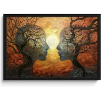 PosterMonkey Poster in lijst - Fotolijst 60x40 cm - Posters - Bomen - Gezichten - Zon - Kunst - Posterlijst zwart - Decoratie - Wanddecoratie woonkamer - Muurdecoratie slaapkamer