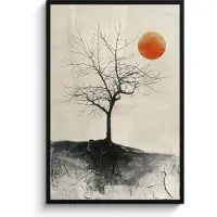 PosterMonkey Poster in lijst - Fotolijst 80x120 cm - Posters - Boom - Zon - Modern - Landschap - Posterlijst zwart - Decoratie - Wanddecoratie woonkamer - Muurdecoratie slaapkamer