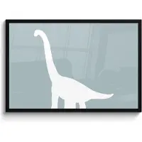 PosterMonkey Poster in lijst - Fotolijst 90x60 cm - Posters - Dino - Brachiosaurus - Dinosaurus - Blauw - Posterlijst zwart - Kamer decoratie - Wanddecoratie kinderkamer - Muurdecoratie babykamer
