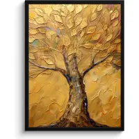 PosterMonkey Poster in lijst - Fotolijst 60x80 cm - Posters - Goud - Boom - Abstract - Modern - Posterlijst zwart - Decoratie - Wanddecoratie woonkamer - Muurdecoratie slaapkamer