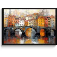 PosterMonkey Poster in lijst - Fotolijst 90x60 cm - Posters - Gracht - Huizen - Kunst - Art - Posterlijst zwart - Decoratie - Wanddecoratie woonkamer - Muurdecoratie slaapkamer