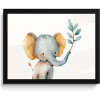 PosterMonkey Poster in lijst - Fotolijst 40x30 cm - Posters - Olifant - Dier - Pastel kleuren - Posterlijst zwart - Kamer decoratie - Wanddecoratie kinderkamer - Muurdecoratie babykamer