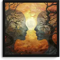 PosterMonkey Poster in lijst - Fotolijst 40x40 cm - Posters - Bomen - Gezichten - Zon - Kunst - Posterlijst zwart - Decoratie - Wanddecoratie woonkamer - Muurdecoratie slaapkamer