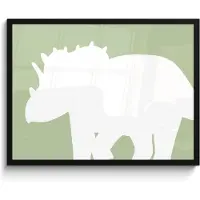PosterMonkey Poster in lijst - Fotolijst 80x60 cm - Posters - Dino - Triceratops - Dinosaurus - Groen - Posterlijst zwart - Kamer decoratie - Wanddecoratie kinderkamer - Muurdecoratie babykamer