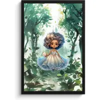 PosterMonkey Poster in lijst - Fotolijst 40x60 cm - Posters - Prinses - Kasteel - Meiden - Bloemen - Posterlijst zwart - Kamer decoratie - Wanddecoratie kinderkamer - Muurdecoratie babykamer