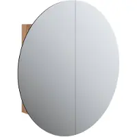 vidaXL Badkamerkast met ronde spiegel en LED 54 x 54 x 17,5 cm eiken