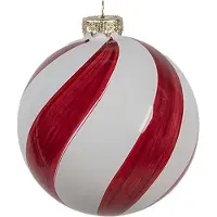 Clayre & Eef Kerstbal Overig Ø 10x10 cm Rood Wit Glas Kerstballen