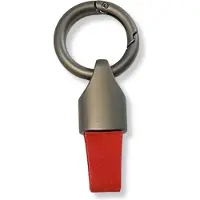 OEM Luxe Sleutelhanger, Leren & Metaal Sleutelhanger, Kunstleer, Mat Zwart - Rood