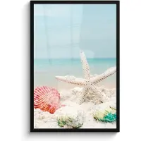 PosterMonkey Poster in lijst - Fotolijst 60x90 cm - Posters - Strand - Zeester - Schelpen - Zee - Posterlijst zwart - Wanddecoratie badkamer - Muurdecoratie WC - Decoratieve accessoires - Toilet muur decoratie