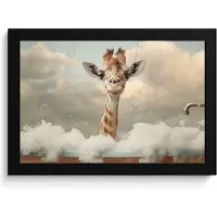 PosterMonkey Poster in lijst - Fotolijst 30x20 cm - Posters - Giraffe - Wilde dieren - Bad - Schuim - Posterlijst zwart - Wanddecoratie badkamer - Muurdecoratie WC - Decoratieve accessoires - Toilet muur decoratie
