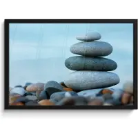 PosterMonkey Poster in lijst - Fotolijst 60x40 cm - Posters - Stenen - Landschap - Zee - Zen - Posterlijst zwart - Wanddecoratie badkamer - Muurdecoratie WC - Decoratieve accessoires - Toilet muur decoratie