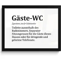 PosterMonkey Poster in lijst - Fotolijst 40x30 cm - Posters - Quote - Definitie - Gäste-wc - Wit - Posterlijst zwart - Wanddecoratie badkamer - Muurdecoratie WC - Decoratieve accessoires - Toilet muur decoratie