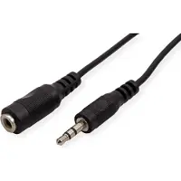 Value audio kabel 3,5mm M/F, zwart, 5 m
