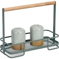 Zeller Keuken/aanrecht rekje - metaal/hout - groen - met hengsel - 24 x 10 x 19 cm - keuken organizer