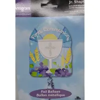 Amscan Folieballon communie blauw met lila voor eerste Heilige communie