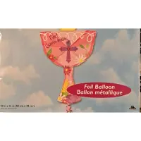 Anagram roze communie folieballon supergroot beker met hostie voor communie kelk