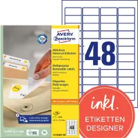 Avery-Zweckform universele etiketten, 4800 etiketten, 45,7 x 21,2 mm