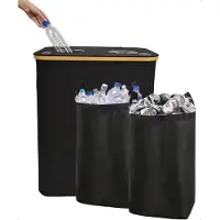 Bellettini Prullenbak Afvalscheiding Speciaal Voor Flessen en Blikken- Flessenmand - 160L - 600D Oxford - Zwart