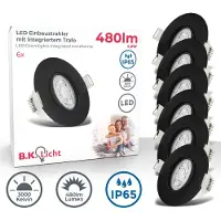 B.K.Licht - LED Badkamer Inbouwspots - zwart - set van 6 - badkamerverlichting - IP65 - kantelbaar - 9 x 4,2 cm (DxH)
