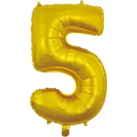 We Fiesta Folieballon 26" Cijfer Goud 5 - Leeftijd Folie Ballon Verjaardag Feestje