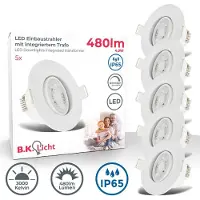 B.K.Licht Ledinbouwlamp 5-pack badkamer inbouwspots, IP65, dimbare plafondspots (5 stuks)