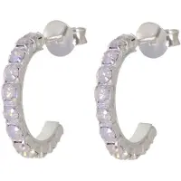 Behave – Oorbellen – 925 Sterling Zilveren Oorringen met Melk wit Kristal steentjes