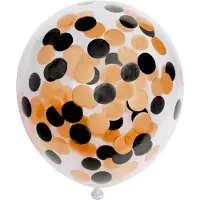 We Fiesta 18 Papier Confetti ballonnen 18″ oranje / zwart - Versiering Feestdecoratie Decoratie Verjaardag Jubileum Thema Feest Ballon
