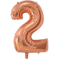 We Fiesta Folieballon 26" Cijfer Rosé Goud 2 - Leeftijd Folie Ballon Verjaardag Feestje