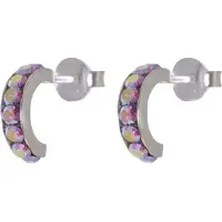 Behave – Oorbellen – 925 Sterling Zilveren Kleine Oorring met Roze Kristal steentjes