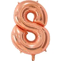 We Fiesta Folieballon 26" Cijfer Rosé Goud 8 - Leeftijd Folie Ballon Verjaardag Feestje