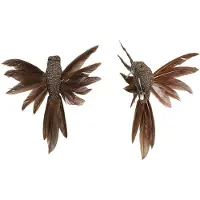 House of Seasons kerst kolibries op clip - 2x - bruin -13 cm - Kersthangers