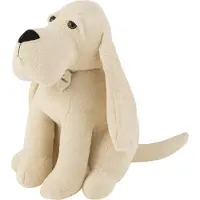 J-Line deurstop hond vlinderdas bouclé ecru - textiel - 31 x 27 x 18 cm