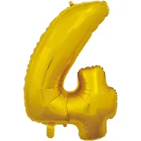We Fiesta Folieballon 26" Cijfer Goud 4 - Leeftijd Folie Ballon Verjaardag Feestje